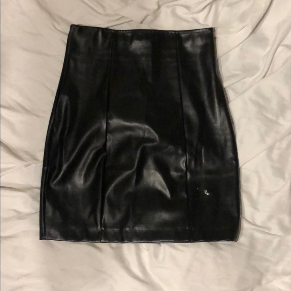 Black faux leather skirt